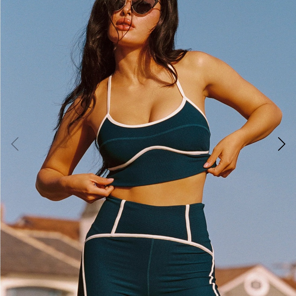 L*Space Teal and White Sports Bra